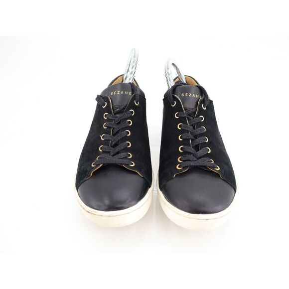 Sezane Jack Trainers Sneakers Womens Size EU 39 US 8 Black Leather Modern Shoes - Picture 4 of 14
